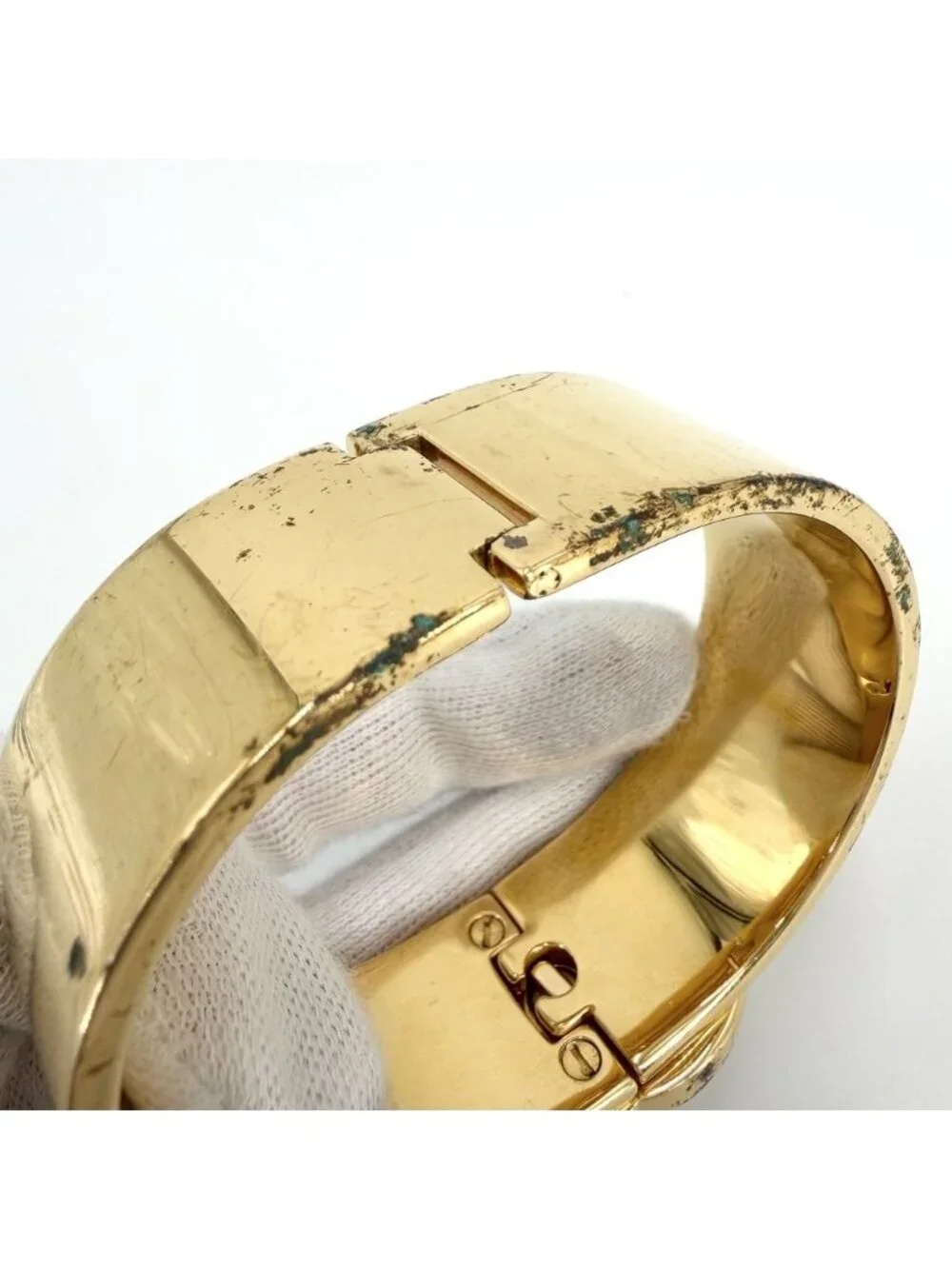 Chanel Bangle Bracelet CC Logo Vintage Turnlock Gold Plated